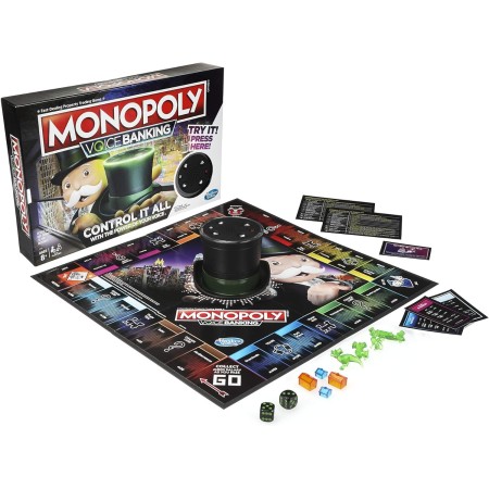 Monopoly Voice Banking Juego de mesa familiar electrónico para mayores de 8 años, Estándar, Marrón/A