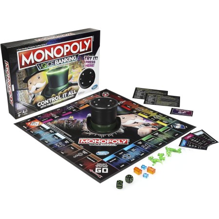 Monopoly Voice Banking Juego de mesa familiar electrónico para mayores de 8 años, Estándar, Marrón/A