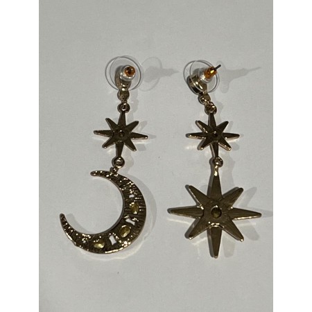 Pendientes colgantes de luna celestial y estrella