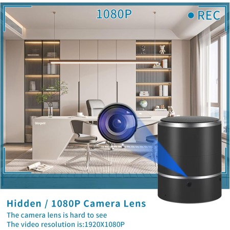 HOHOPROV Cámara oculta con altavoz espía 1080P inalámbrico Mini cámara oculta para niñera secreta con lente giratoria de 240°,
