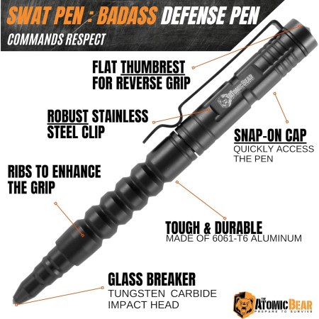 Lapicera táctica de SWAT. Lapicera-herramienta de defensa propia para usar a diario + Rompe vidrios. Se usa como parte del