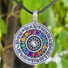 Rueda del zodiaco Astrología Horóscopo Tarot Psíquico Gitano Adivinador Colorido Cristal Peltre Unisex Hombre Colgante Collar