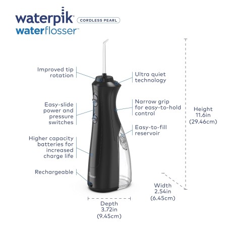 Waterpik - Irrigador de perlas inalámbrico, irrigador portátil recargable para los dientes, las encías, el cuidado de los