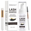 Champú para extensiones de pestañas de 1.7 fl oz + cepillo, limpiador espumoso para párpados, sin parabenos ni sulfatos, lavado