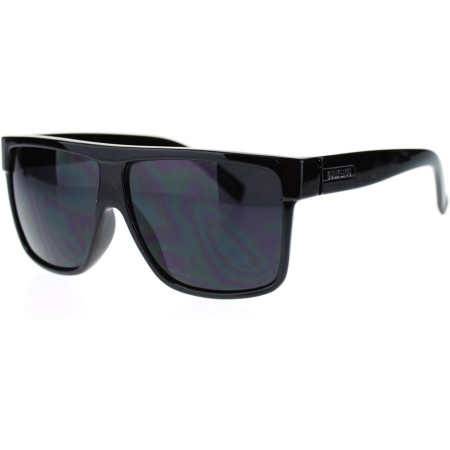 JuicyOrange KUSH - Gafas de sol para hombre, montura cuadrada plana, lente negra oscura, 5 5/8 pulgadas (5.630 in) de ancho x 2