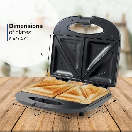 Elite Gourmet ESM2207SS Máquina de sándwich de acero inoxidable para hacer panini, máquina de queso a la parrilla, tortillas