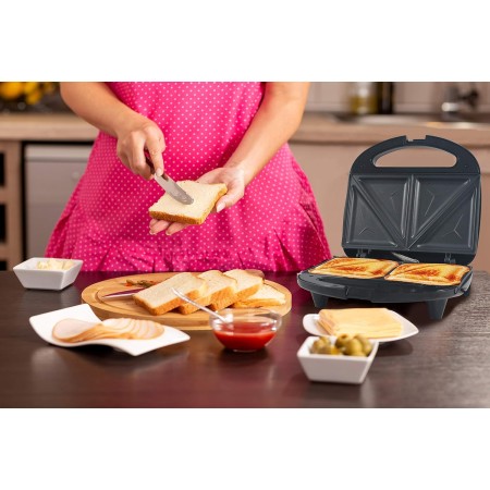 Elite Gourmet ESM2207SS Máquina de sándwich de acero inoxidable para hacer panini, máquina de queso a la parrilla, tortillas