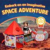 Playz 3 piezas de carpa de astronauta de cohete para niños, túnel y pozo de bolas con juguetes de aro de baloncesto para niños,