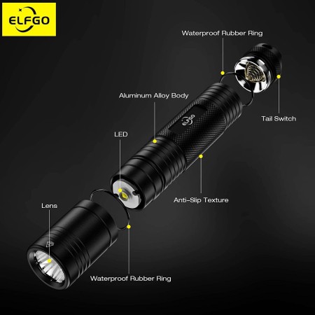 ELFGO 270 lúmenes de luz LED para bolígrafo, linterna de pluma con zoom, linterna de clip de tamaño de bolsillo, pequeña mini