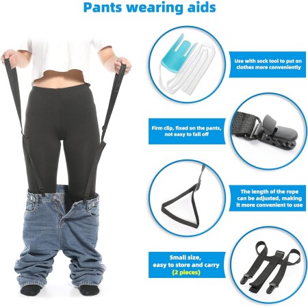 Herramienta de ayuda para calcetines y pantalones para ancianos, discapacitados, embarazadas, diabéticos - Dispositivo de