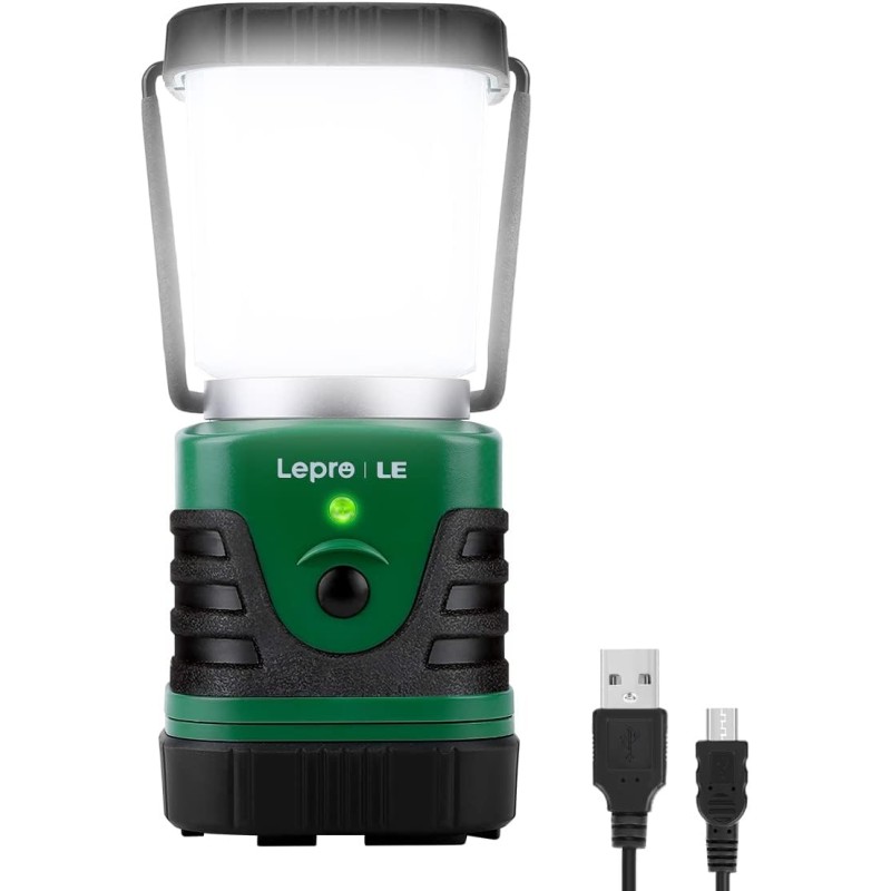 LE - Linterna LED de campamento recargable, 1000 lm, 4 modos de luz, batería de 4400 mAh, impermeable IP44, linterna perfecta