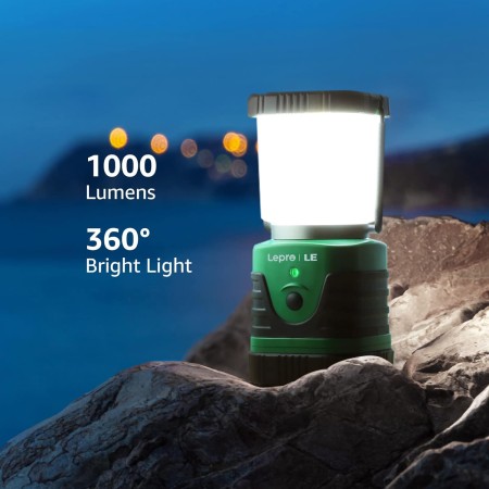 LE - Linterna LED de campamento recargable, 1000 lm, 4 modos de luz, batería de 4400 mAh, impermeable IP44, linterna perfecta