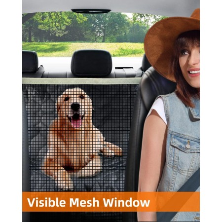 PETICON Funda de asiento de coche para perro con ventana de malla, 100% impermeable, funda de asiento trasero para asiento