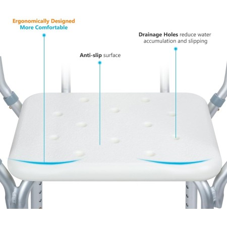 OasisSpace Silla de ducha resistente con respaldo – Silla de bañera con brazos para discapacitados, discapacitados, personas