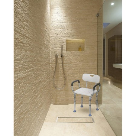 OasisSpace Silla de ducha resistente con respaldo – Silla de bañera con brazos para discapacitados, discapacitados, personas