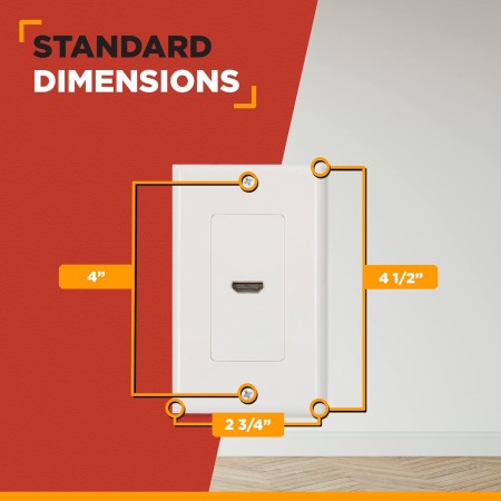 BUYER'S POINT Placa de pared HDMI | Salida única HDMI 2.0 con coleta integrada de 6 pulgadas, compatible con Ethernet y video