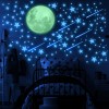 Brillan en la oscuridad estrellas y luna para techo, calcomanías luminosas de estrellas y luna, decoración de pared, estrellas