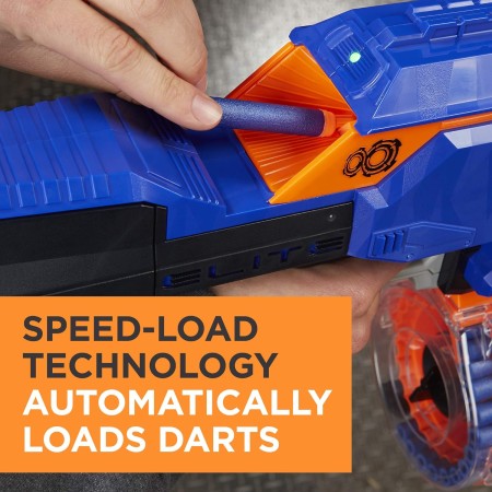 Infinus Nerf N-Strike - Bláster motorizado de élite con tecnología Speed-Load, tambor de 30 dardos y 30 dardos oficiales Nerf