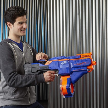 Infinus Nerf N-Strike - Bláster motorizado de élite con tecnología Speed-Load, tambor de 30 dardos y 30 dardos oficiales Nerf