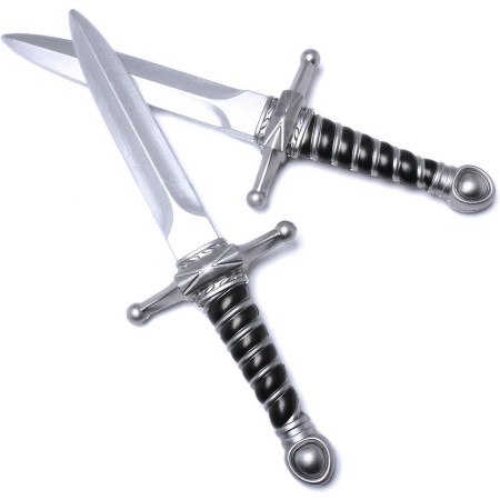 DAYSTART Espada corta de espuma de 15 pulgadas, daga de asesino oscuro para accesorio de disfraz, paquete de 2