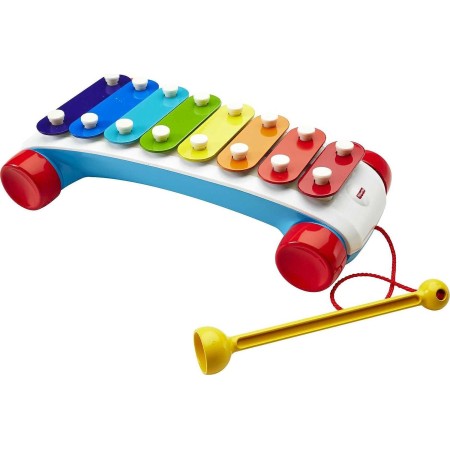 Fisher-Price Juguete de tracción para niños pequeños, instrumento musical clásico de xilófono con mazo y ruedas giratorias para