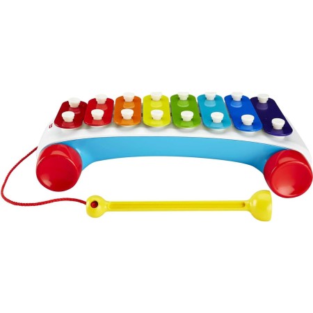 Fisher-Price Juguete de tracción para niños pequeños, instrumento musical clásico de xilófono con mazo y ruedas giratorias para