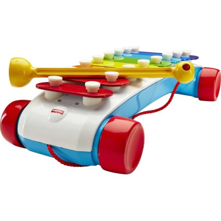 Fisher-Price Juguete de tracción para niños pequeños, instrumento musical clásico de xilófono con mazo y ruedas giratorias para