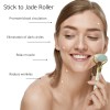 BAIMEI - Juego de rodillo facial y Gua Sha de jade herramientas para el cuidado de la piel y la hinchazón, color verde