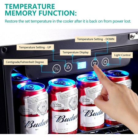 Kalamera Refrigerador de bebidas de 24 pulgadas, capacidad para 154 latas, encaja perfectamente en un espacio de 24 pulgadas,