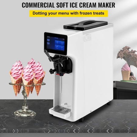 VEVOR Máquina comercial de helados, rendimiento de 10-20L/H, máquina de servir suave para encimera de 1000 W con tolva de 4.5 L