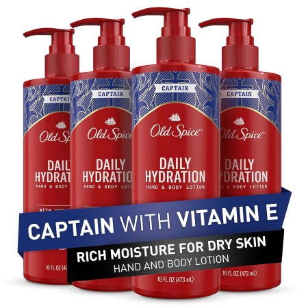 Old Spice Captain Daily Hydration Loción para manos y cuerpo 24/7 frescura de ducha con vitamina E, 16 onzas líquidas (paquete