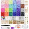 Gionlion 6000 cuentas de arcilla para hacer pulseras, 24 colores, cuentas planas redondas de arcilla polimérica de 0.236