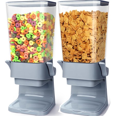 Mivvosakuki Dispensador doble de cereales para encimera, grandes recipientes de cereales, dispensador de almacenamiento para