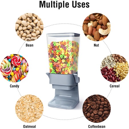 Mivvosakuki Dispensador doble de cereales para encimera, grandes recipientes de cereales, dispensador de almacenamiento para