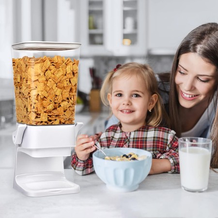 Mivvosakuki Dispensador doble de cereales para encimera, grandes recipientes de cereales, dispensador de almacenamiento para