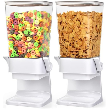 Mivvosakuki Dispensador doble de cereales para encimera, grandes recipientes de cereales, dispensador de almacenamiento para