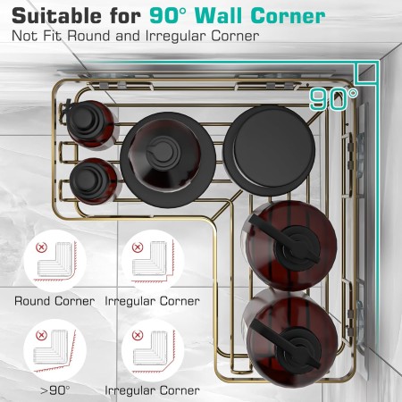 YASONIC Organizador de ducha adhesivo de esquina, con soporte para jabón y 12 ganchos, organizador de baño de acero inoxidable a