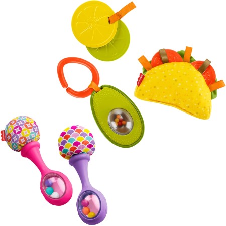 Fisher-Price Juguetes para recién nacidos Rattle 'n Rock Maracas, juego de 2 instrumentos musicales suaves para bebés de más de