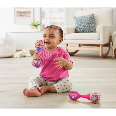 Fisher-Price Juguetes para recién nacidos Rattle 'n Rock Maracas, juego de 2 instrumentos musicales suaves para bebés de más de