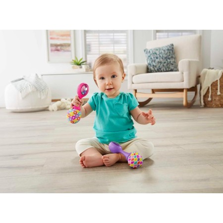 Fisher-Price Juguetes para recién nacidos Rattle 'n Rock Maracas, juego de 2 instrumentos musicales suaves para bebés de más de