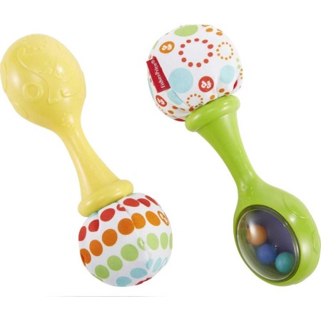 Fisher-Price Juguetes para recién nacidos Rattle 'n Rock Maracas, juego de 2 instrumentos musicales suaves para bebés de más de