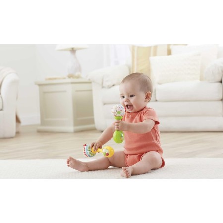 Fisher-Price Juguetes para recién nacidos Rattle 'n Rock Maracas, juego de 2 instrumentos musicales suaves para bebés de más de