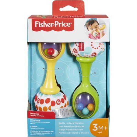 Fisher-Price Juguetes para recién nacidos Rattle 'n Rock Maracas, juego de 2 instrumentos musicales suaves para bebés de más de