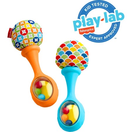 Fisher-Price Juguetes para recién nacidos Rattle 'n Rock Maracas, juego de 2 instrumentos musicales suaves para bebés de más de