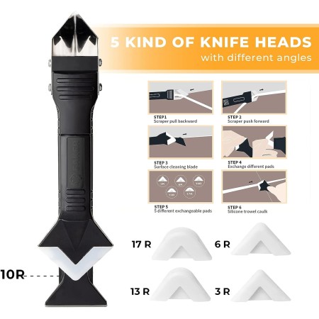 Saker Herramientas de calafateo de silicona, herramienta de acabado de sellador 3 en 1, raspador de eliminación de lechada
