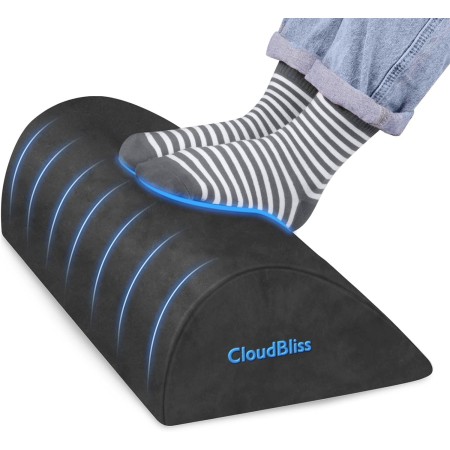 CloudBliss Reposapiés para debajo del escritorio en el trabajo, accesorios de escritorio de oficina con espuma viscoelástica y