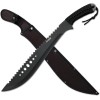 Jungle Master JM-031B Machete, hoja serrada inversa negra, mango envuelto en cordón negro, 21 pulgadas en total.