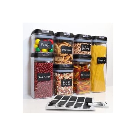 Contenedores de almacenamiento para el hogar y la cocina, accesorios de alimentos con tapas herméticas, juego de 7 piezas para
