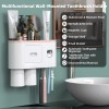Soporte para cepillos de dientes montado en la pared, kit de exprimidor automático de pasta de dientes, soporte magnético para