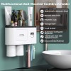 Soporte para cepillos de dientes montado en la pared, kit de exprimidor automático de pasta de dientes, soporte magnético para